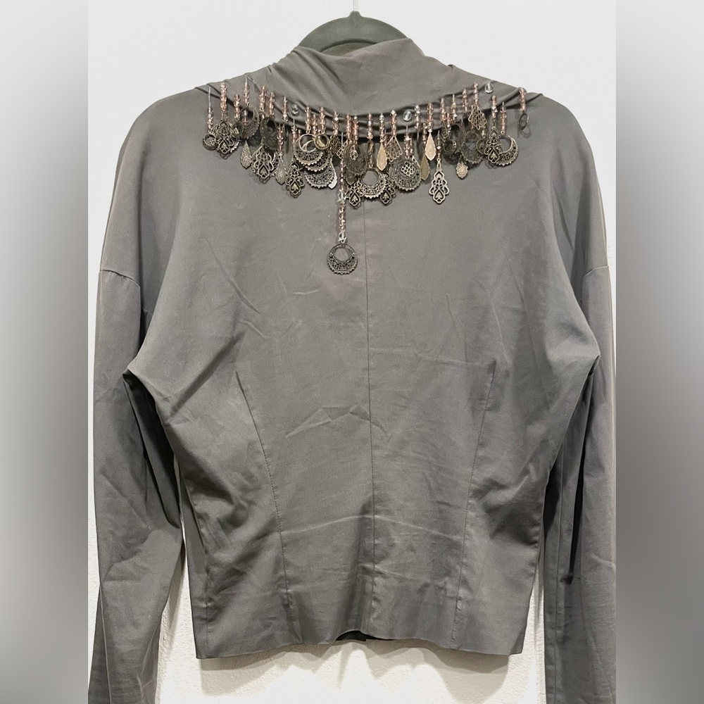 DOLCE & GABBANA Vintage RARE Couture Charm Medallion Cropped Long Sleeve Blouse